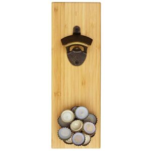 totally bamboo wall mounted bottle opener with magnetic cap catcher