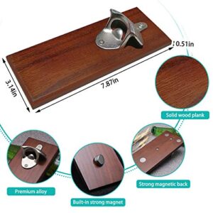 Beer Bottle Opener With Strong Magnet, Used on Refrigerator or Metal Surface, Convenient for One-handed Operation, Open Bottles, Collect Bottle Caps, Brown, 7.87*3.14*0.15