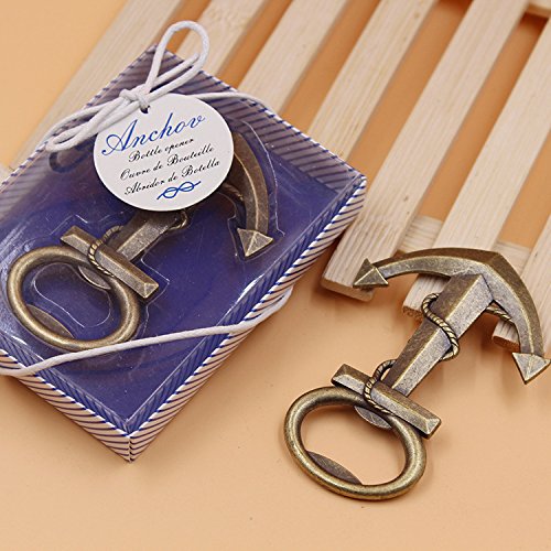 Youkwer 24 PCS Skeleton Nautical Anchor Bottle Opener with Exquisite Packaging for Wedding Party Favors Gift & Decorations (Antique Bronze)