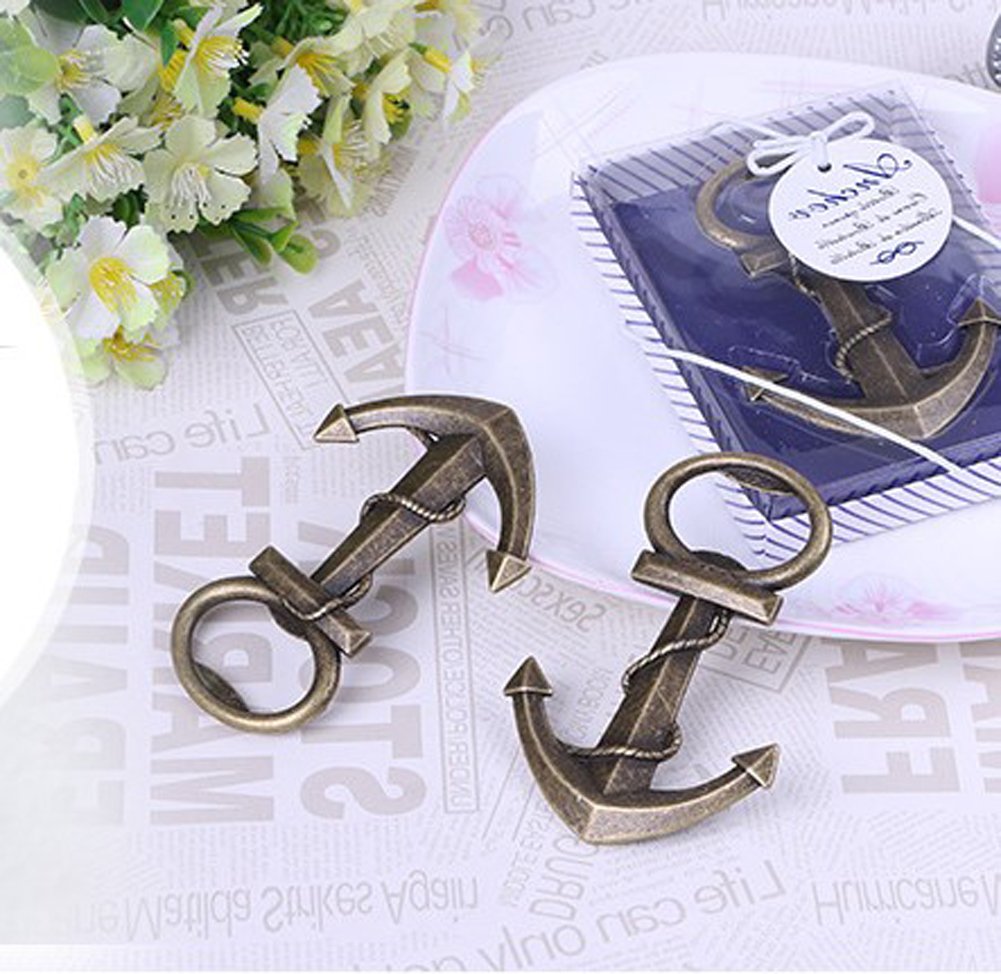 Youkwer 24 PCS Skeleton Nautical Anchor Bottle Opener with Exquisite Packaging for Wedding Party Favors Gift & Decorations (Antique Bronze)