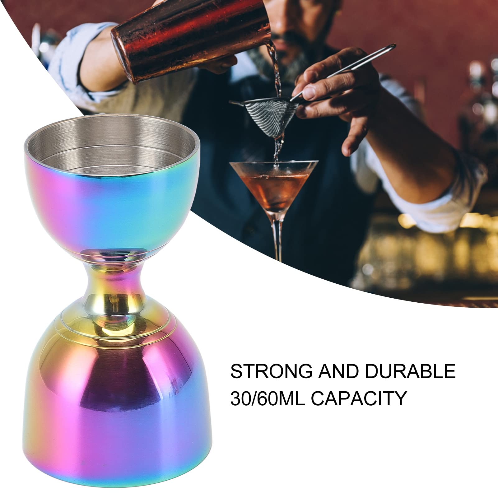 Zerodis Cocktail Jigger, Wide Opening Bar Jigger Strong Durable Stainless Steel for Liquor 30/60ml Colorful