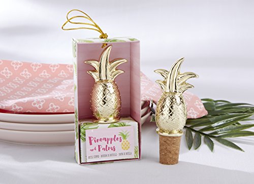 Kate Aspen Gold Pineapple Bottle Stopper, Party Favor, Wine Saver, Wedding Decoration