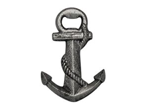 rustic silver cast anchor bottle opener 5" - vintage cast iron decor - nautical