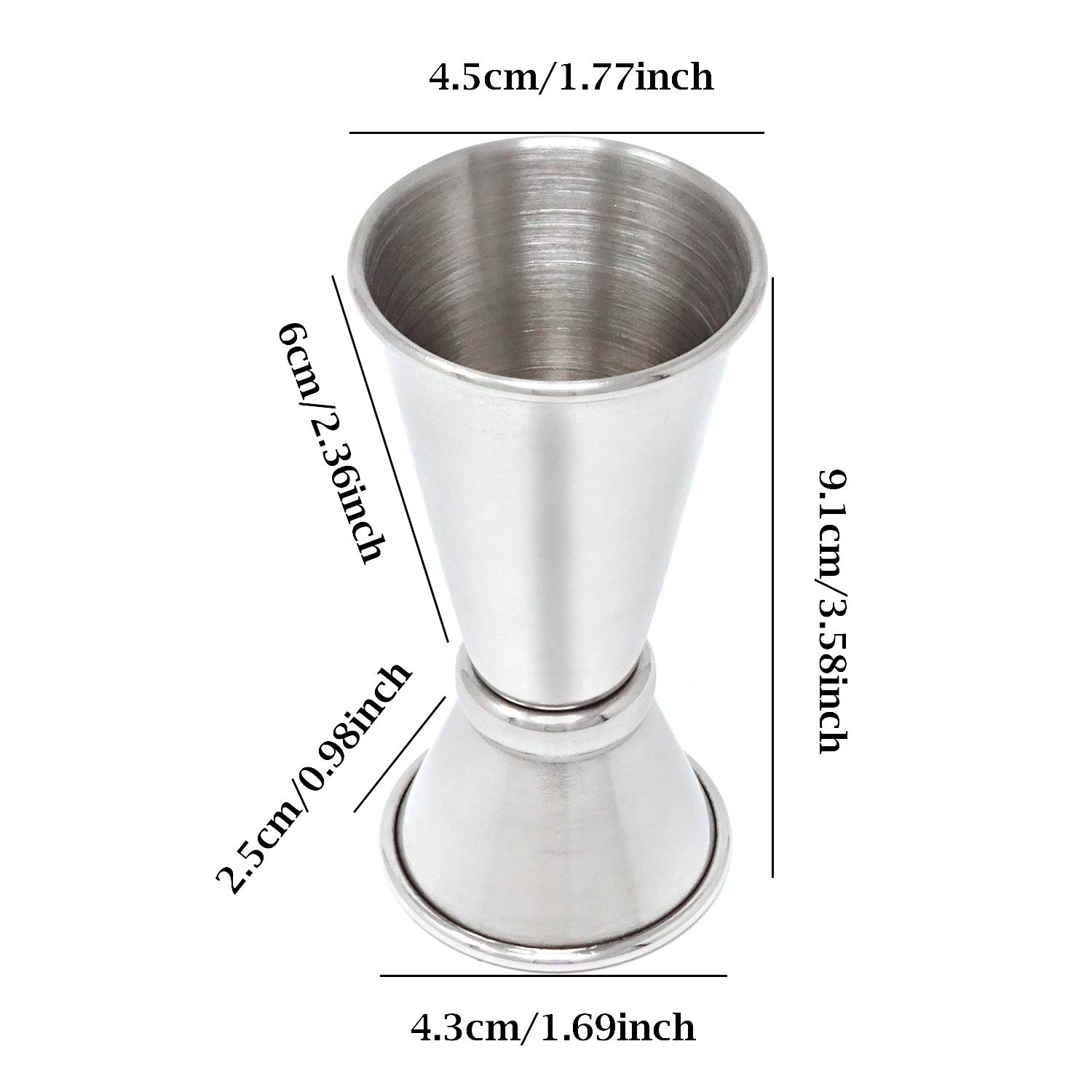 Honbay 1PCS Stainless Steel Double Cocktail Jigger Small Measuring Cup for Wine Drink Bar Home Party Bartender (20ml and 40ml)