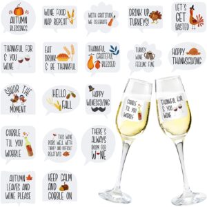 36 pieces wine glass static cling sticker thanksgiving reusable funny wine sticker reusable wine glass stickers wine glass drink markers fall wine stickers for wine tasting wine charm party supplies