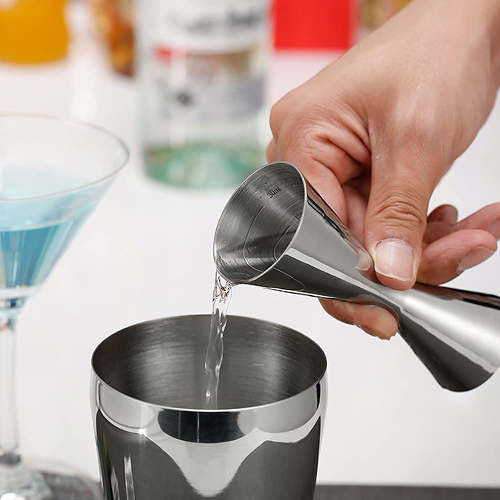 1 Piece Double Jigger Cocktail Jigger Drink Jigger Double Cocktail Jigger Cocktail Measuring Cup Stainless Steel Bar Jigger 1oz & 2oz Cocktail Jigger Measuring Cup Bar Tool, Silver