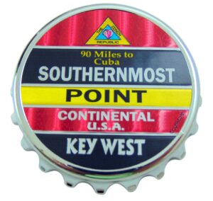 southernmost point bottle opener magnet metal souvenir of key west florida, 4 inch