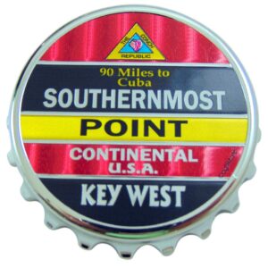 Southernmost Point Bottle Opener Magnet Metal Souvenir of Key West Florida, 4 Inch