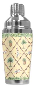 mugzie "bahama pineapple" cocktail shaker with insulated wetsuit cover, 16 oz, black