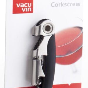 Vacu Vin Double Hinged Corkscrew - 3-in-1 Wine Opener with Foil Cutter and Bottle Opener - Effortlessly Open Wine Bottles and More - Professional Grade Corkscrew