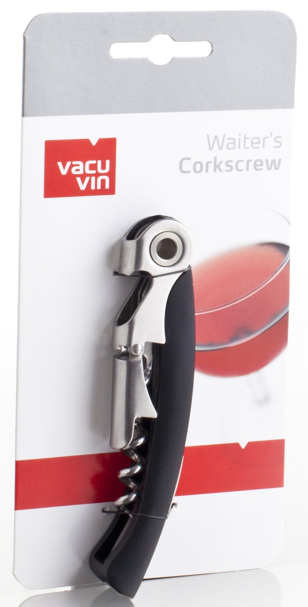 Vacu Vin Double Hinged Corkscrew - 3-in-1 Wine Opener with Foil Cutter and Bottle Opener - Effortlessly Open Wine Bottles and More - Professional Grade Corkscrew