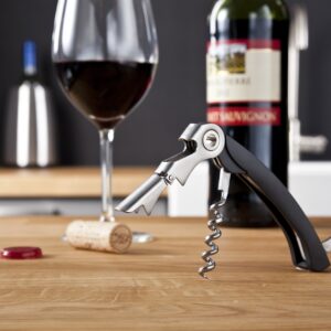 Vacu Vin Double Hinged Corkscrew - 3-in-1 Wine Opener with Foil Cutter and Bottle Opener - Effortlessly Open Wine Bottles and More - Professional Grade Corkscrew