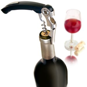 Vacu Vin Double Hinged Corkscrew - 3-in-1 Wine Opener with Foil Cutter and Bottle Opener - Effortlessly Open Wine Bottles and More - Professional Grade Corkscrew