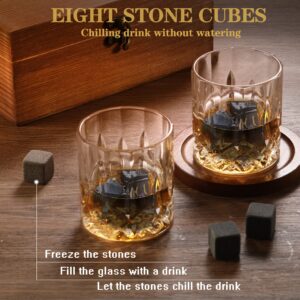 Whiskey Set Gifts for Men,Whiskey Stones & Whiskey Glasses Set of 2, Whisky Rocks Anniversary Best Groomsmen Dad Birthday Valentines Day Gifts Ideas for Him Mens Male Friends Wedding Husband Brother