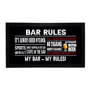 bang tidy clothing bar runner mat - novelty home pub bar - funny drink beer gifts for men women - bar rules