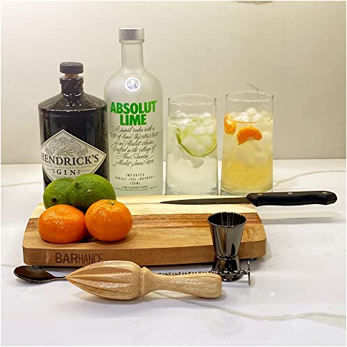 Mixing Bar Set Cocktail Kit by BARHANCE - Bar Tools Cocktail Set with Bar Jigger, Cutting Board, Citrus Reamer, Mixing Spoon, Knife - Bartender Kit Professional Cocktail Set