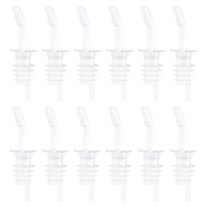 (pack of 12) free flow liquor bottle pourer without collar, clear spout bottle pourer, liquor pour spouts by tezzorio