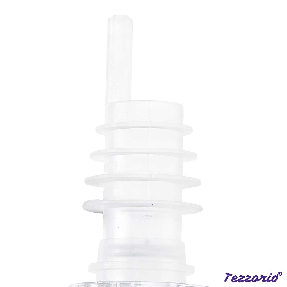 (Pack of 12) Free Flow Liquor Bottle Pourer without Collar, Clear Spout Bottle Pourer, Liquor Pour Spouts by Tezzorio