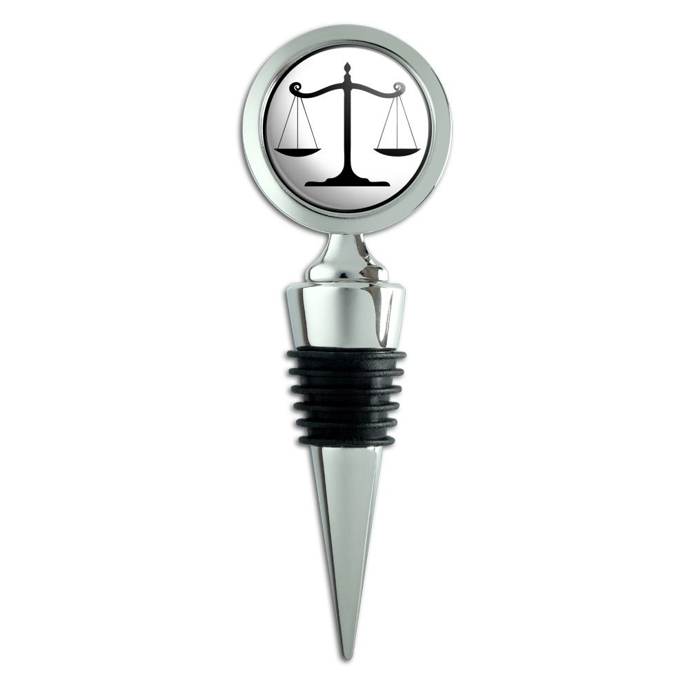 Balanced Scales of Justice Symbol Legal Lawyer B&W Wine Bottle Stopper