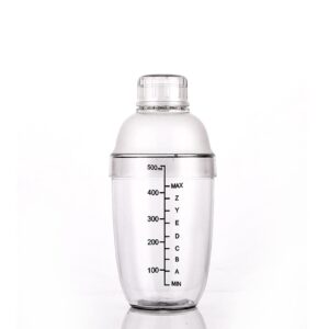 plastic cocktail shaker with scale and strainer top clear plastic drink tumbler mixer with scale for bar party home use