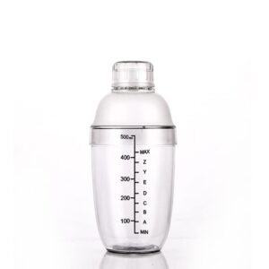 Plastic Cocktail Shaker with Scale and Strainer Top Clear Plastic Drink Tumbler Mixer with Scale for Bar Party Home Use