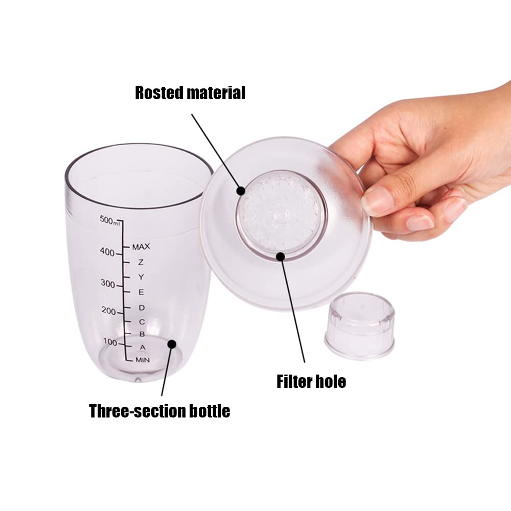 Plastic Cocktail Shaker with Scale and Strainer Top Clear Plastic Drink Tumbler Mixer with Scale for Bar Party Home Use