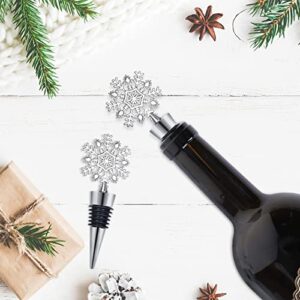 Whaline 4 Pieces Snowflake Wine Stopper Christmas Decorative Wine Bottle Stopper Metal Beverage Beer Stopper for Keeping Wine Fresh Winter Birthday Wedding Bar Tool Home Kitchen