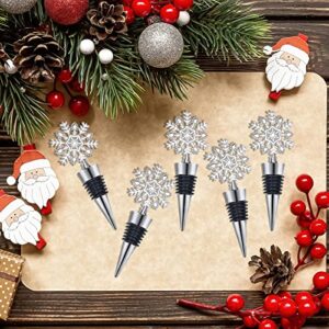 Whaline 4 Pieces Snowflake Wine Stopper Christmas Decorative Wine Bottle Stopper Metal Beverage Beer Stopper for Keeping Wine Fresh Winter Birthday Wedding Bar Tool Home Kitchen