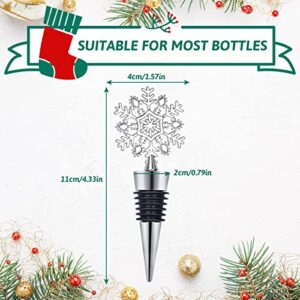 Whaline 4 Pieces Snowflake Wine Stopper Christmas Decorative Wine Bottle Stopper Metal Beverage Beer Stopper for Keeping Wine Fresh Winter Birthday Wedding Bar Tool Home Kitchen