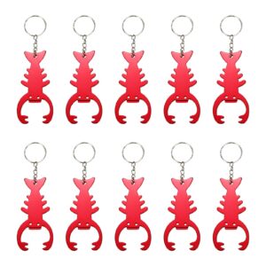 sscon 10pcs bottle openers lobster shape keychain key tag ring bottle openers portable bottle openers, red