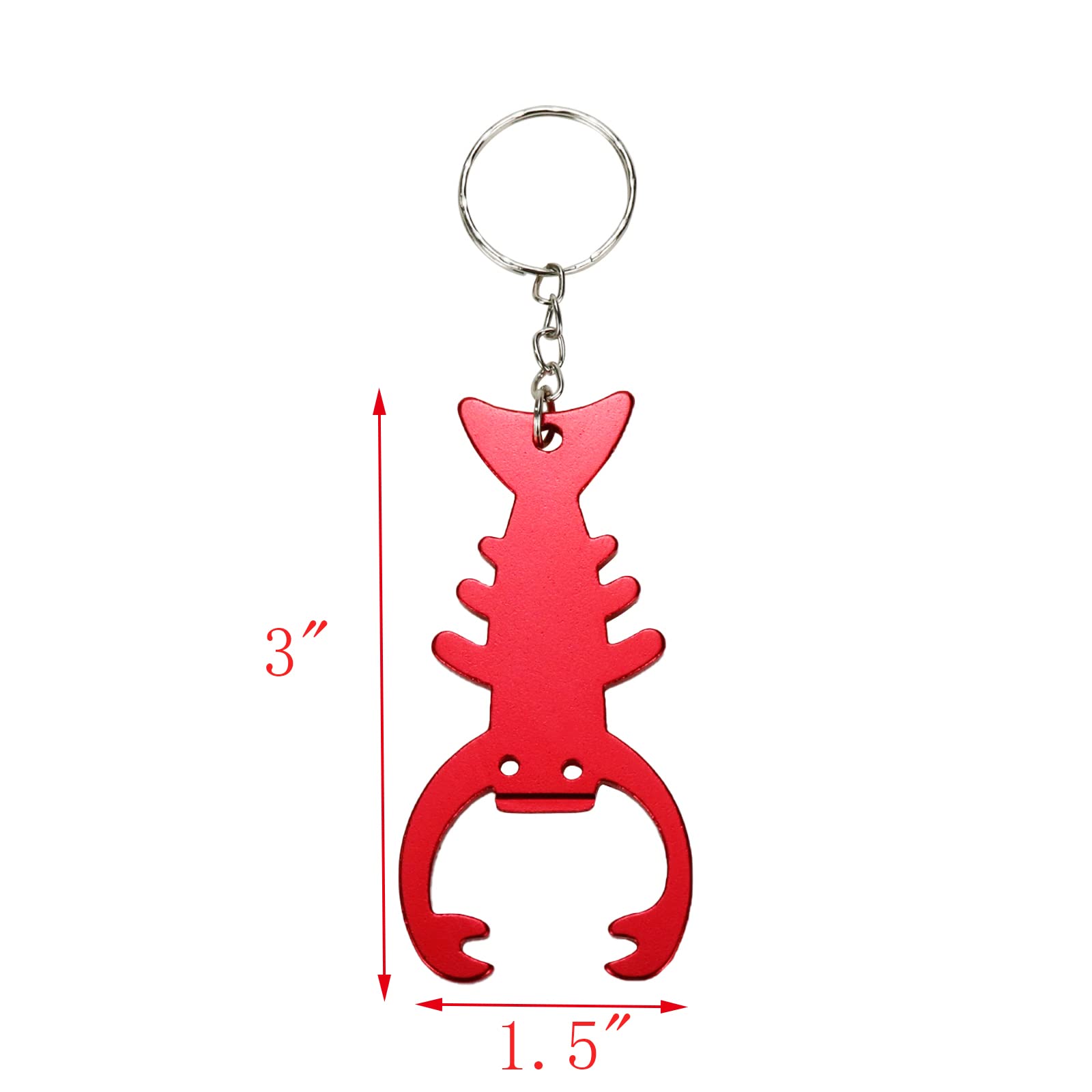 Sscon 10Pcs Bottle Openers Lobster Shape Keychain Key Tag Ring Bottle Openers Portable Bottle Openers, Red