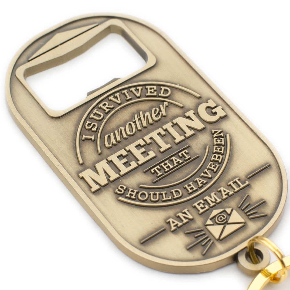 Gift for Boss or Coworker - "I Survived Another Meeting That Should Have Been An Email" Keychain and Bottle Opener