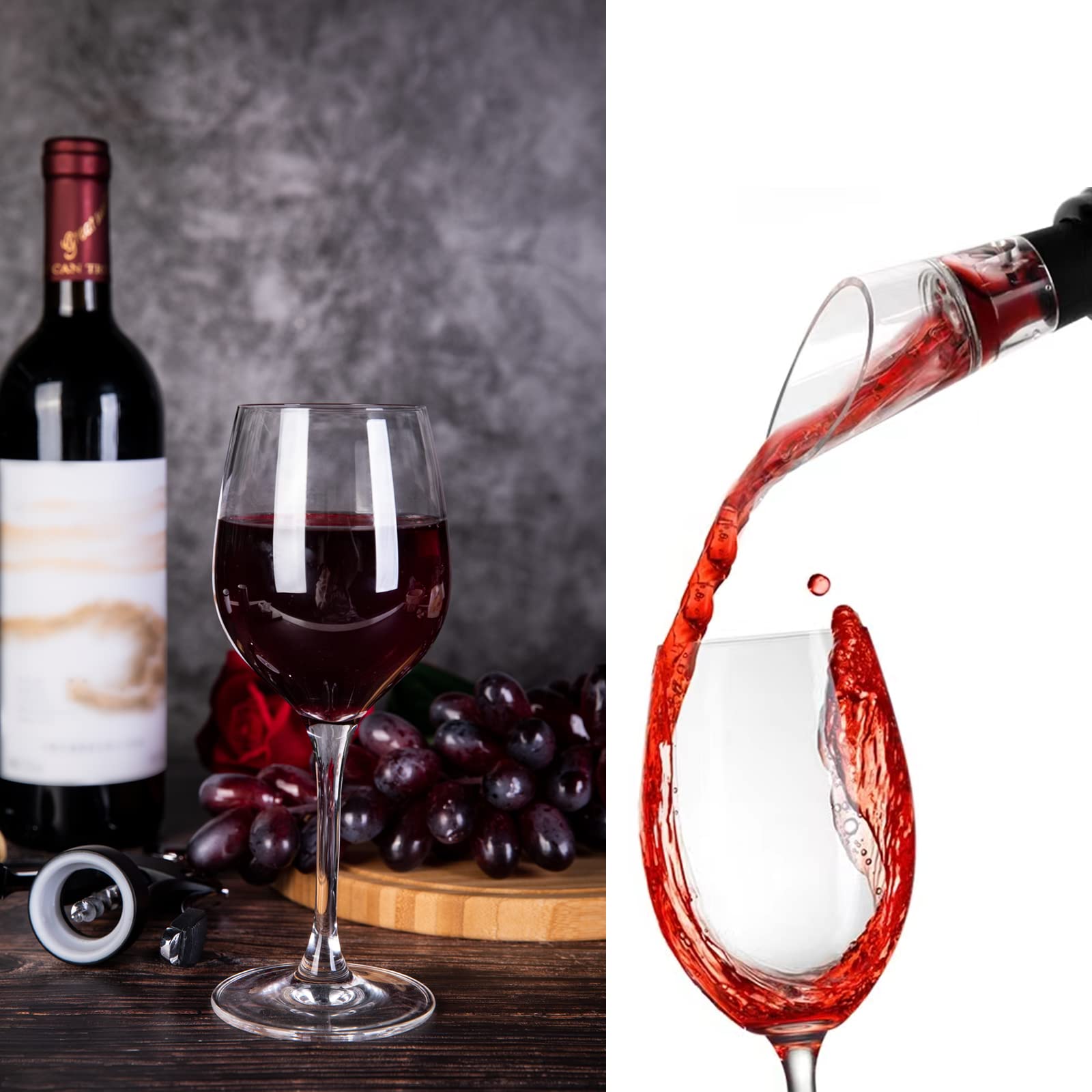 Wine Aerator Pourer, by Glass Aerating, Improved Flavor, Enhanced Bouquet, Rich Finish and Bubbles, for Better Tasting（2 Pack)
