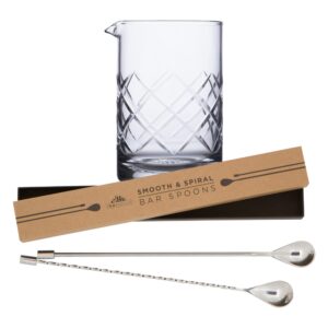 a bar above cocktail kit - heavyweight bar spoons set of 2 & mixing glass (diamond cut)