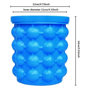 2pcs Ice Cube Mold Ice Trays, Silicone Ice Bucket, (2 in 1) Ice Cube Maker, Round,Portable for Frozen Whiskey, Cocktail, Beverages (Dark blue)