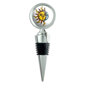 mystical sun and moon occult wine bottle stopper