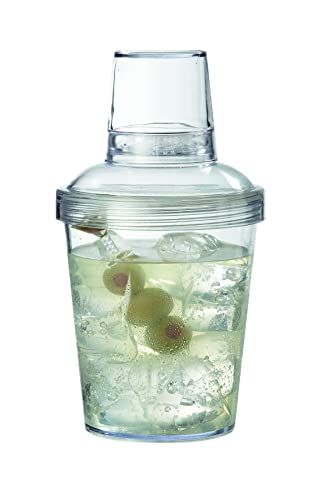 G.E.T. SH-175-1-CL-EC 17.5 Ounces. 3 Piece Shaker Set for Cocktails or Martinis, Clear, Break Resistant Plastic, (Pack of 4)