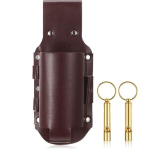 classic leather beer holster for men, cowboy beer holster, pu leather beer holster, portable bottle beer holster waist belt with whistle bottle opener key chain, brown