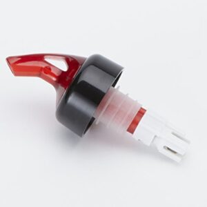 american metalcraft pr78928 measured pourer with black collar & white base, red nozzle, 2-ounce