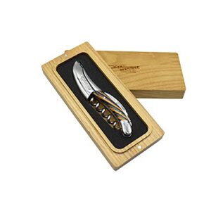 laguiole en aubrac sommelier waiter's corkscrew, samba wood with brown veins handle, wine opener with foil cutter & bottle opener, stainless steel shiny bolsters