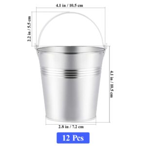 NUOBESTY Small Buckets for Party Favors Serving Buckets, Mini Metal Bucket Set 12Pcs, Mini Tinplate Buckets, Ice Buckets, Snack Buckets for French Fries Planting Flowers Candies