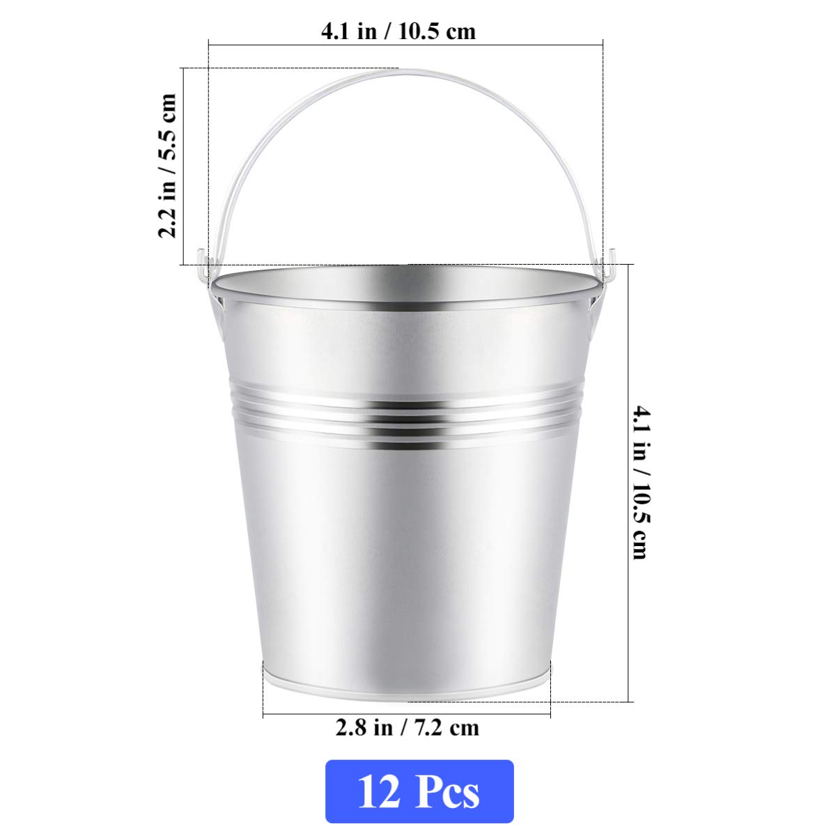 NUOBESTY Small Buckets for Party Favors Serving Buckets, Mini Metal Bucket Set 12Pcs, Mini Tinplate Buckets, Ice Buckets, Snack Buckets for French Fries Planting Flowers Candies