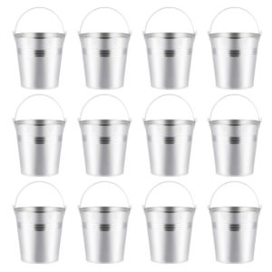 NUOBESTY Small Buckets for Party Favors Serving Buckets, Mini Metal Bucket Set 12Pcs, Mini Tinplate Buckets, Ice Buckets, Snack Buckets for French Fries Planting Flowers Candies