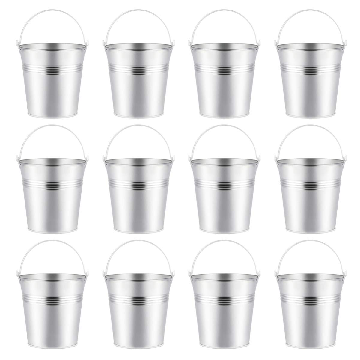 NUOBESTY Small Buckets for Party Favors Serving Buckets, Mini Metal Bucket Set 12Pcs, Mini Tinplate Buckets, Ice Buckets, Snack Buckets for French Fries Planting Flowers Candies