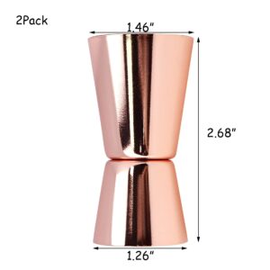 HEVSTIL Double Jigger,Rose Gold Stainless Steel Cocktail Measure Bar Alcohol Measuring Tools for Bartending Cocktails,0.5 Oz & 1 Oz Jigger