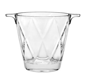 glass, ice bucket, 6" height, round with handles, made in europe - by barski
