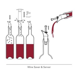 Vacu Vin 6504606 Wine Server & Stopper, Set of 2, 3.2 x 8 x 15.6 cm, Black