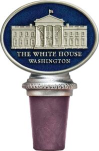 white house gifts: white house oval pewter bottle stopper - wine stoppers with fine pewter casting on white house logo - non-staining and non-cracking synthetic cork - made in the usa