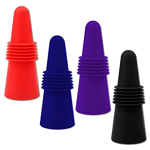 Sihuuu Wine Stoppers, Reusable and Unbreakable Sealer Covers-Silicone Stoppers to Keep Wine or Beer Fresh for Days with Air Tight Seal-Set of 4