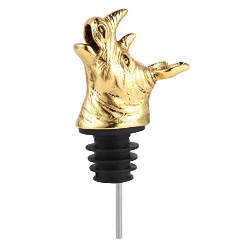 Cabilock Animal Wine Pourer Aerator Rhino Head Wine Bottle Stopper Professional Liquor Spout For Wine Accessories Diffuser (Golden)